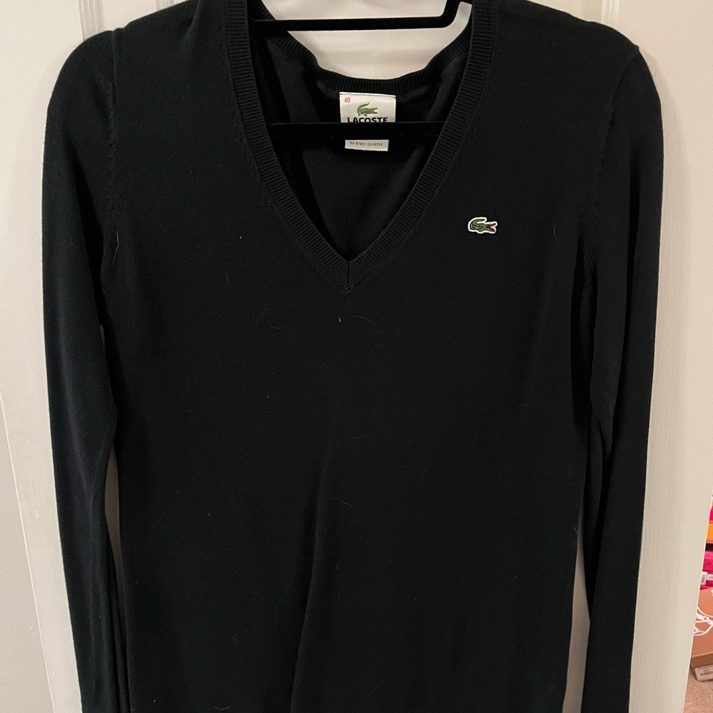 Black Lacoste V Neck Sweater EU Size 40